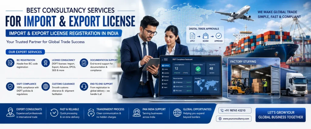 Best Consultancy Services for Import and Export License Import and Export License registration in India 