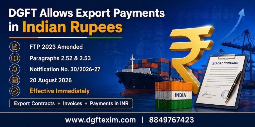 DGFT Allows Export Payments in Indian Rupees