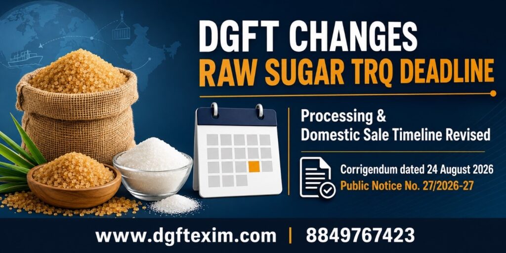 DGFT Changes Raw Sugar TRQ Processing and Sale Deadline
