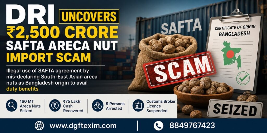 DRI Uncovers ₹2,500 Crore SAFTA Areca Nut Import Scam