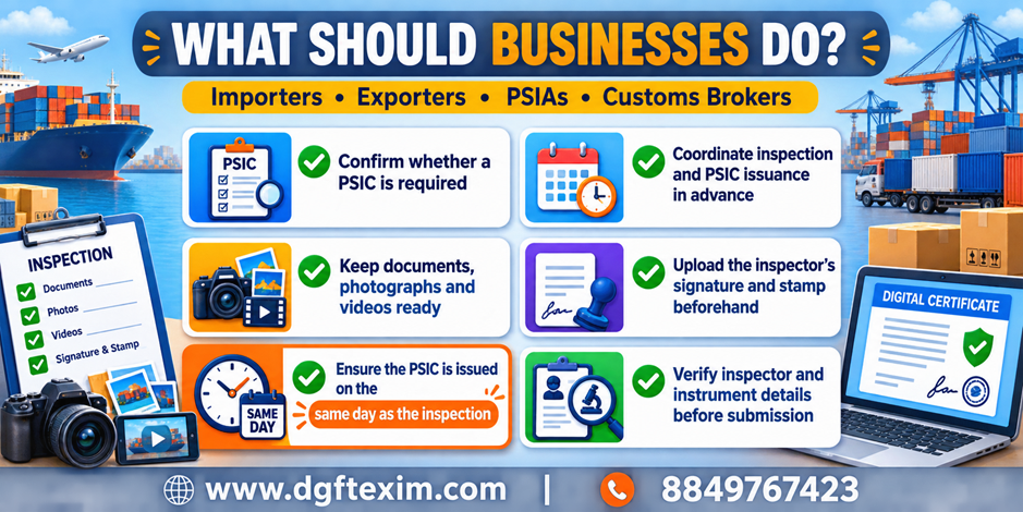 PSIC compliance checklist for importers, exporters, PSIAs and Customs Brokers, including same-day issuance and document verification.