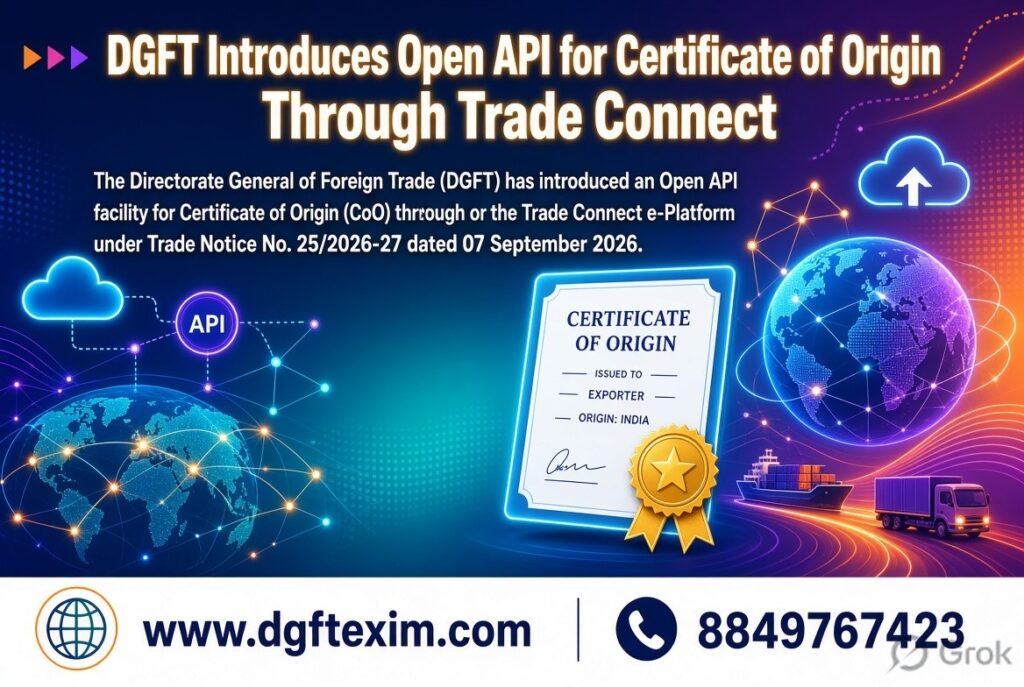 DGFT Introduces Open API for Certificate of Origin Through Trade Connect