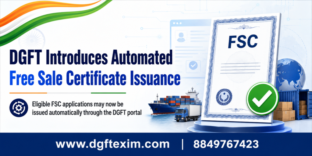 DGFT Introduces Automated Free Sale Certificate Issuance