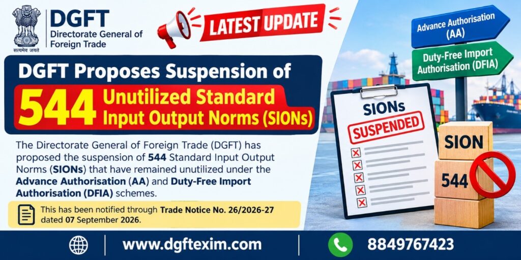 DGFT Proposes Suspension of 544 Unutilized Standard Input Output Norms (SIONs)
