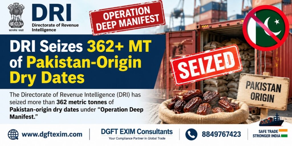  DRI Seizes 362+ MT of Pakistan-Origin Dry Dates