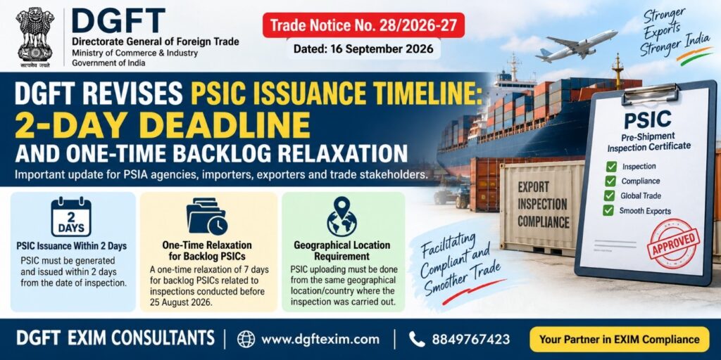 DGFT Revises PSIC Issuance Timeline: 2-Day Deadline and One-Time Backlog Relaxation