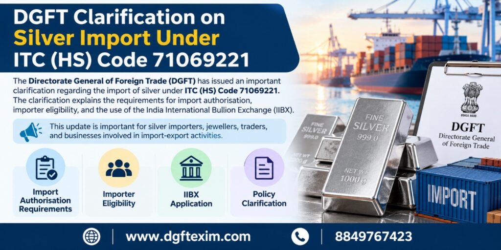 DGFT Clarification on Silver Import Under ITC (HS) Code 71069221