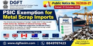 DGFT Public Notice No. 35/2026-27: PSIC Exemption for Metal Scrap Imports