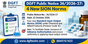 DGFT Introduces Four New SION Norms for Pharmaceutical Products
