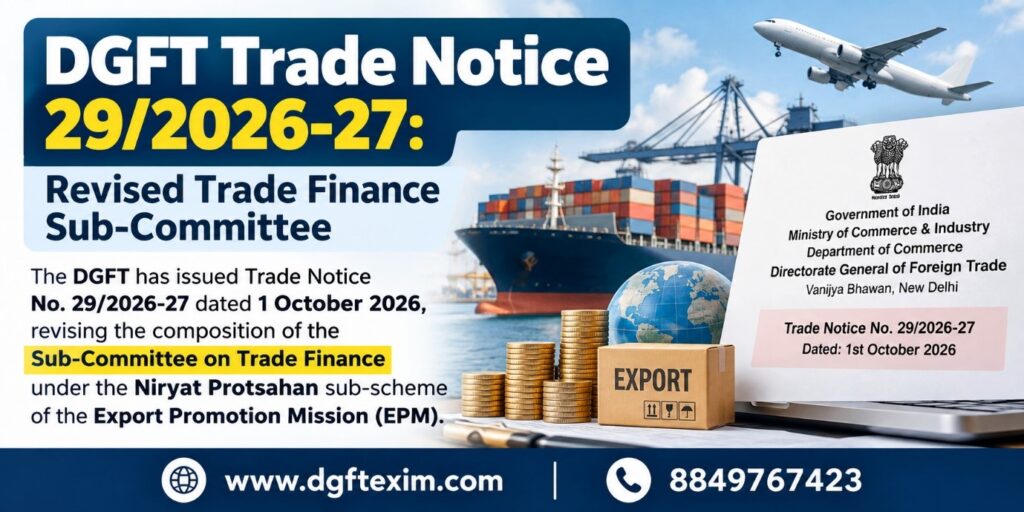 DGFT Trade Notice 29/2026-27: Revised Trade Finance Sub-Committee