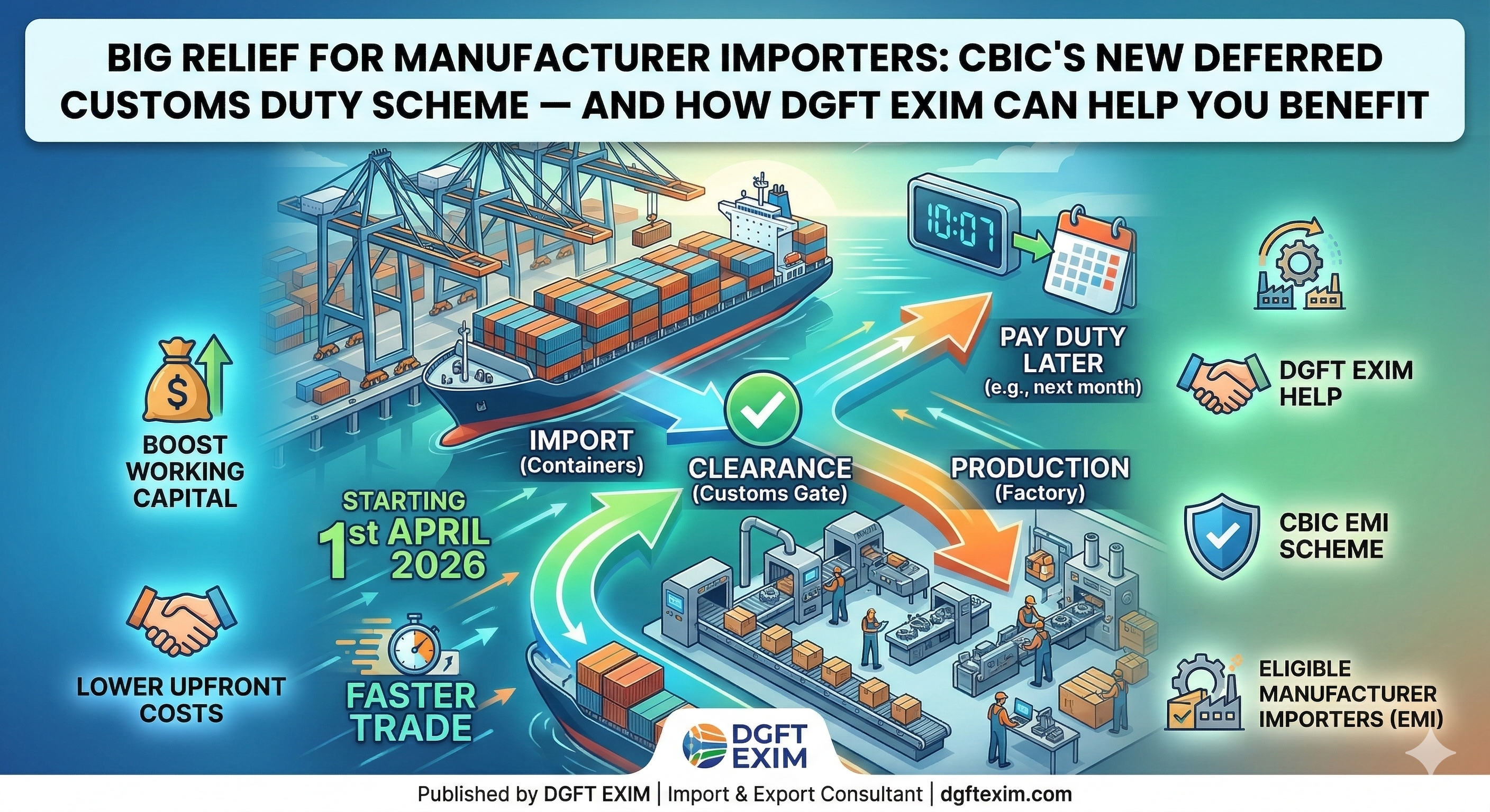 Big Relief for Manufacturer Importers: CBIC's New Deferred Customs Duty Scheme — And How DGFT EXIM Can Help You Benefit